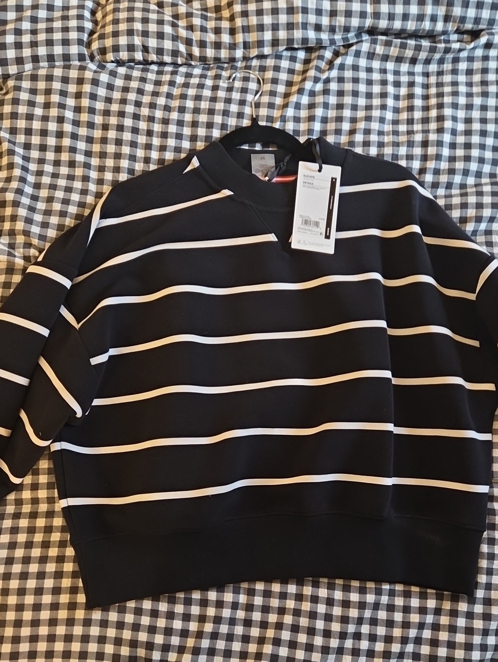 Calia Scuba Black and White Striped Sweater